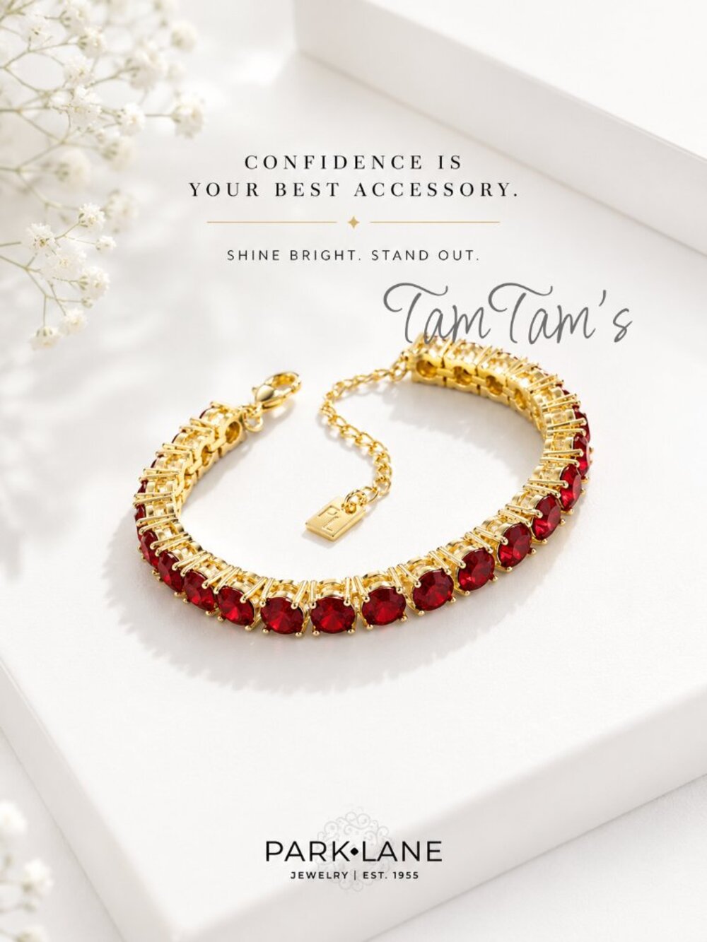 NWT Park Lane Mini Red Gold Impression Tennis Bracelet